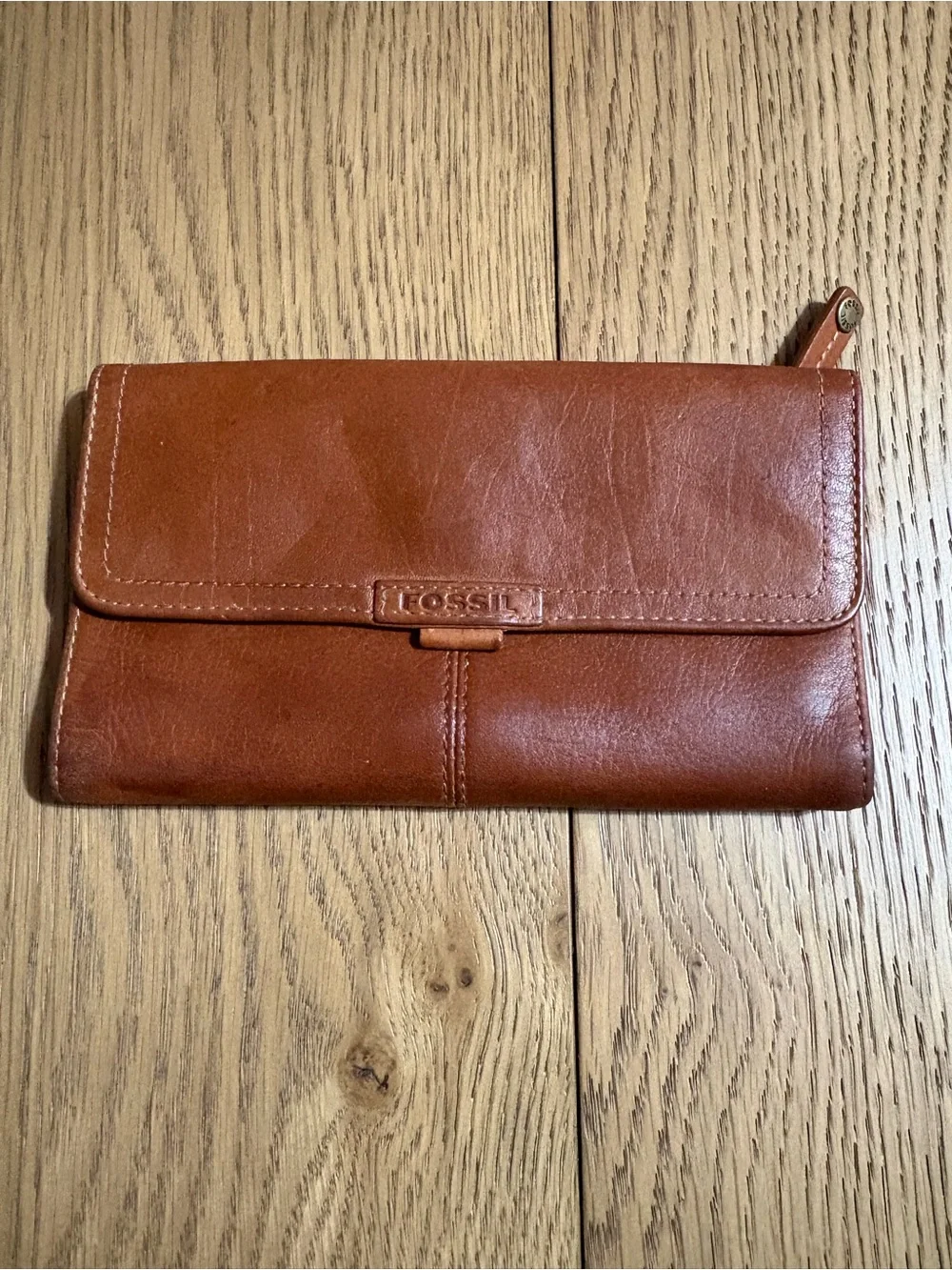 Fossil Rustic Brown Leather Clutch Wallet